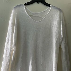 White Knit Long Sleeve Pullover